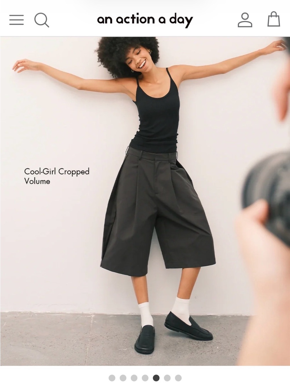 An Action A Day: Preppy A-Line Cropped Pleated Wide-Leg Shorts — Charcoal
